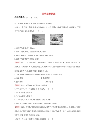 高中化学 课时素养评价十三 3.1.1 亚铁盐和铁盐（含解析）鲁科版必修第一册-鲁科版高一第一册化学试题