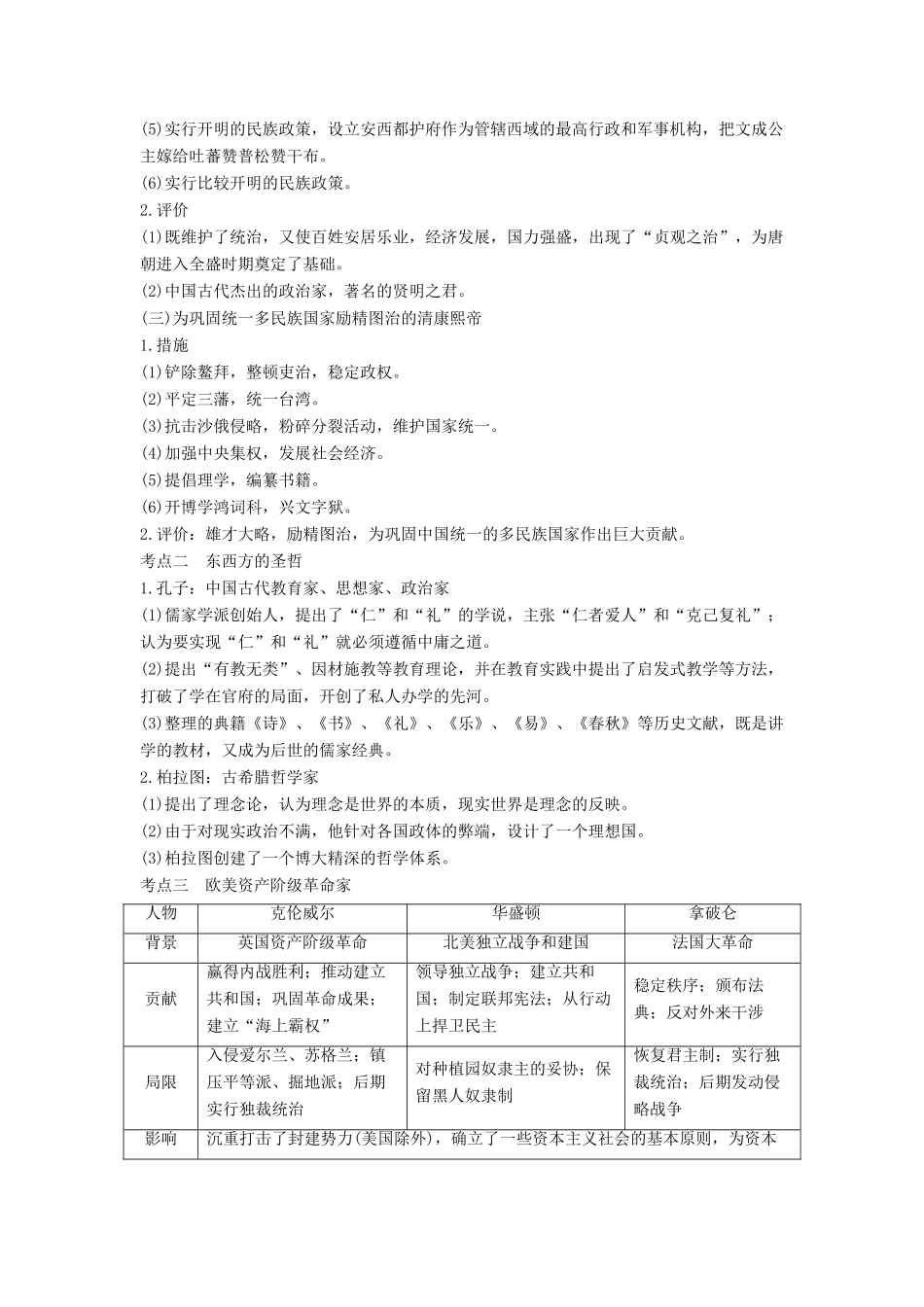 高考历史总复习 中外历史人物评说 第1讲 基础过关课教师用书 人民版-人民版高三全册历史试题_第2页