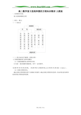 高二数学复习直线和圆的方程知识精讲 人教版