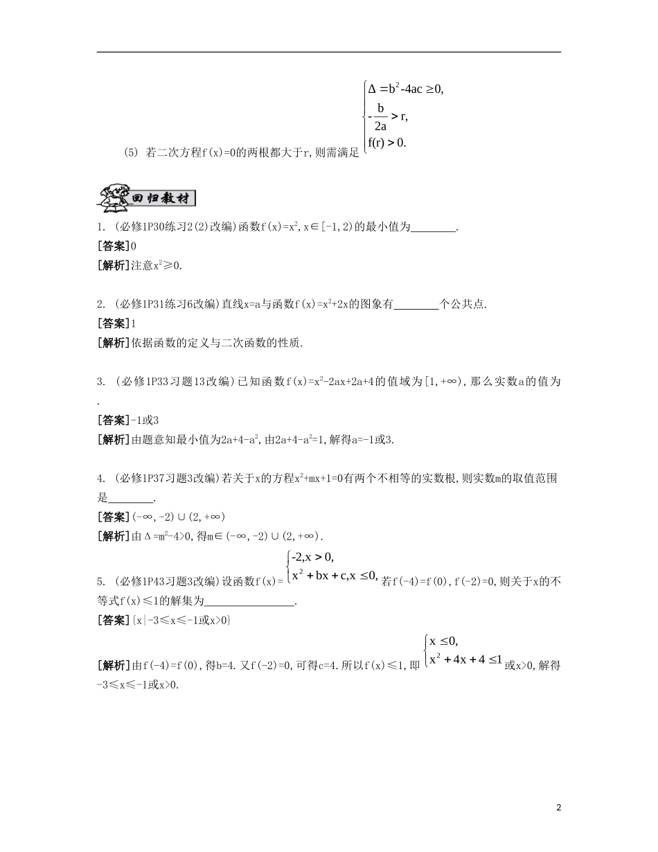 （江苏专用）高考数学大一轮复习 第二章 第9课 二次函数自主学习-人教版高三全册数学试题_第2页