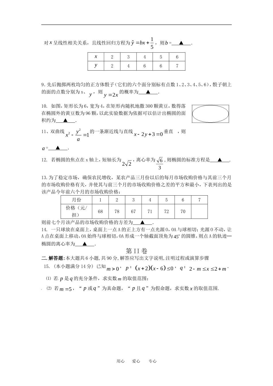 江苏省江都市仙城中学高二年级数学期中考试试卷苏教版必修三_第2页