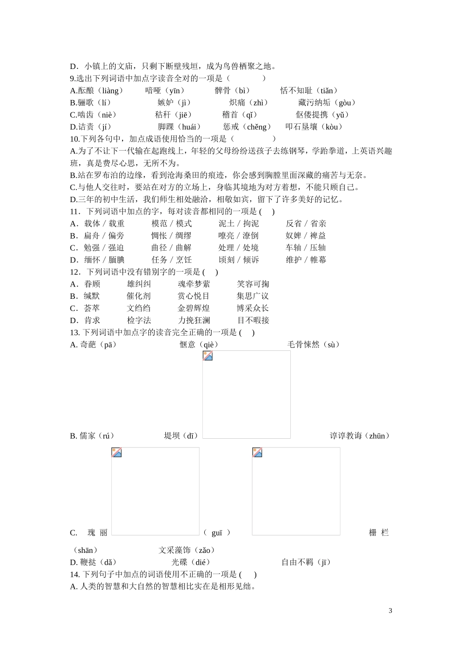北师大版初中语文字词wrj_第3页