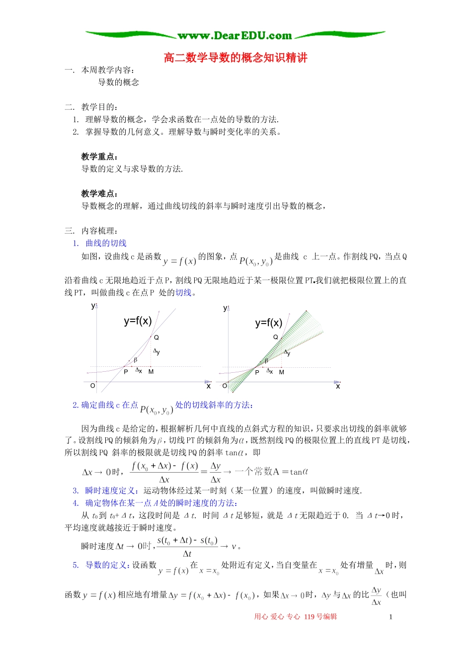 高二数学导数的概念知识精讲 苏教版_第1页