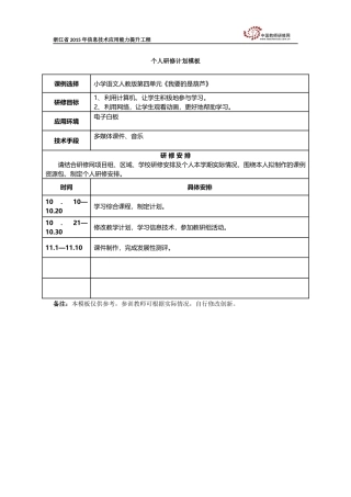 孙琪琦个人研修计划模板