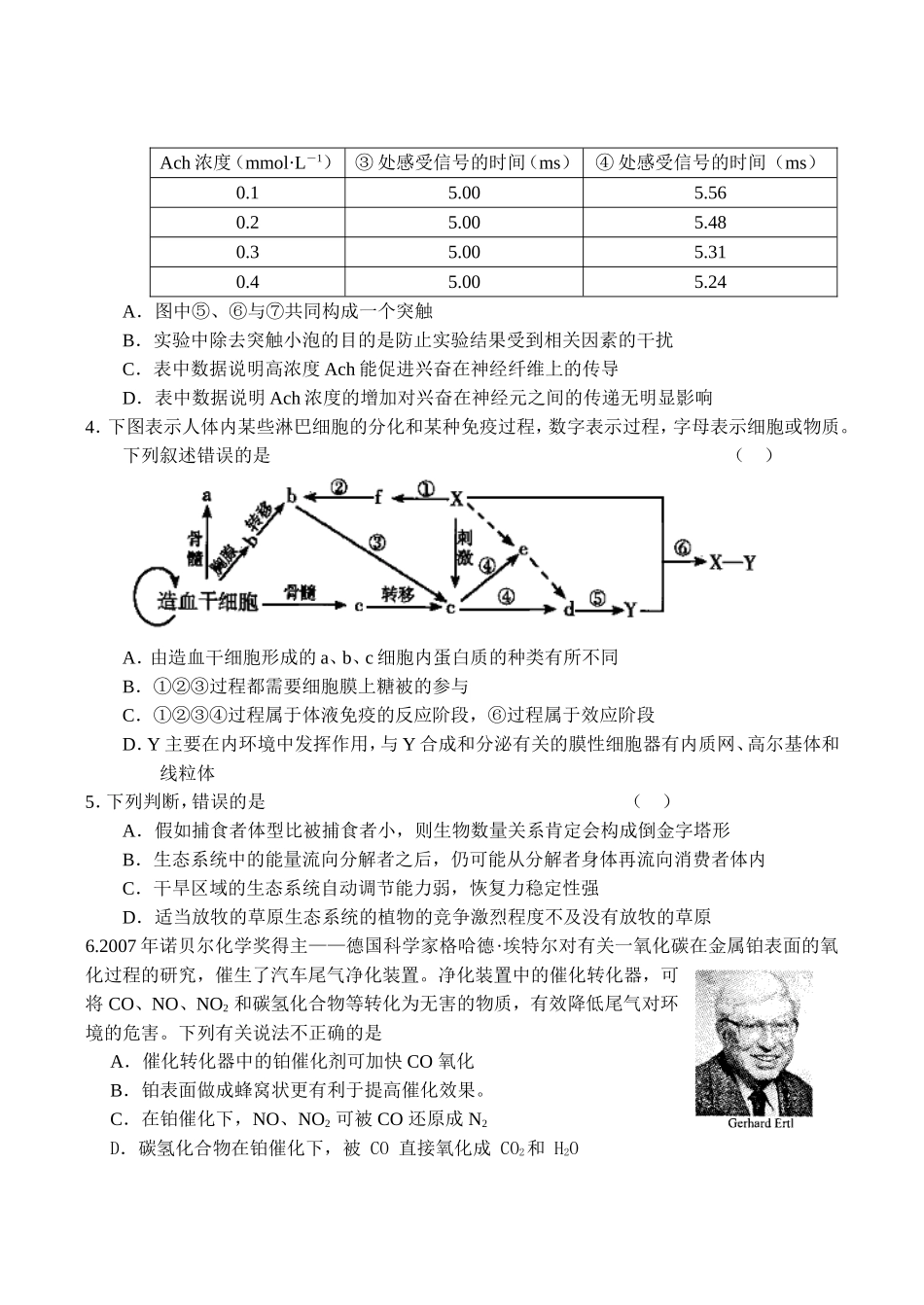 湖北省荆门市第一中学高三化学理科第2次综合能力测试_第2页