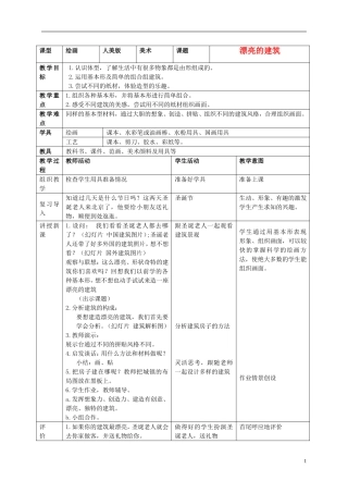 一年级美术上册-漂亮的建筑-2教案-人美版