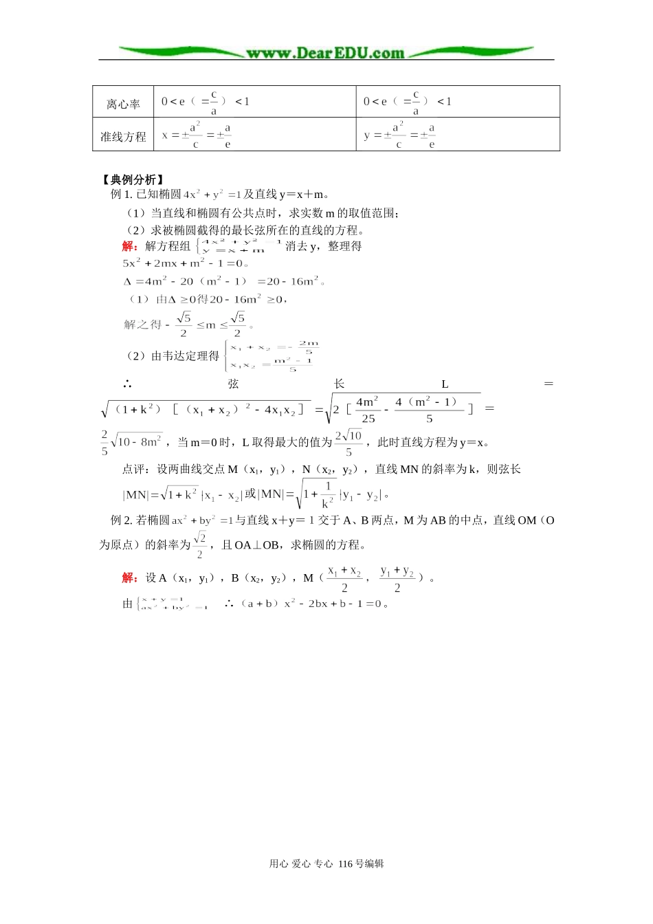 高二数学期末复习专题：圆锥曲线与方程 知识精讲 人教实验版（B）_第3页