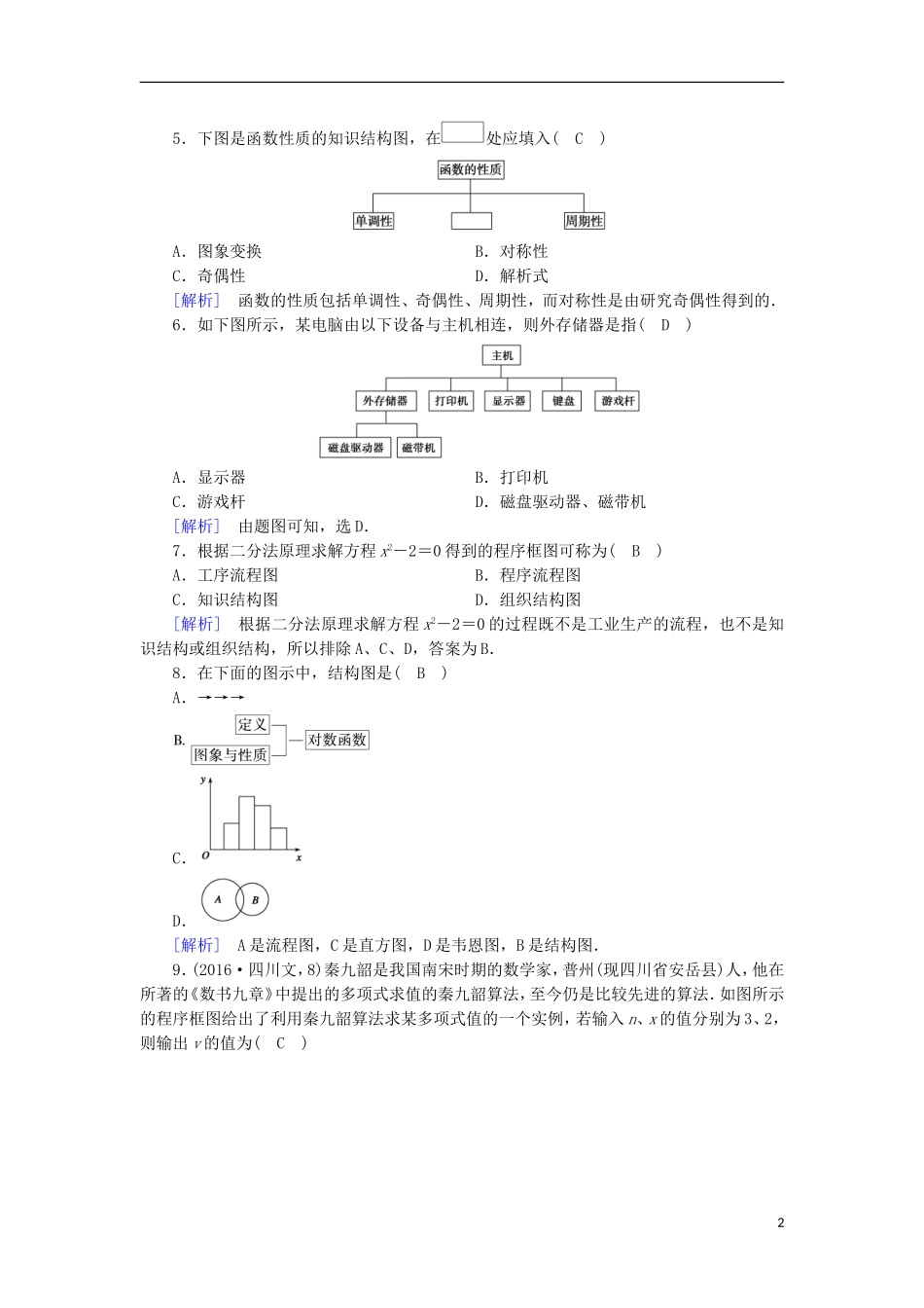 高中数学 第四章 框图学业质量标准检测 新人教A版选修1-2-新人教A版高二选修1-2数学试题_第2页