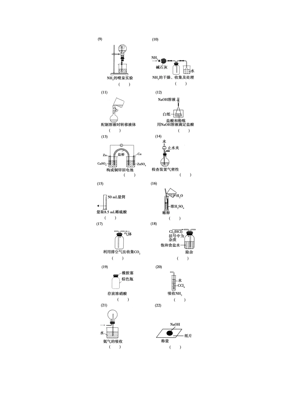 山东省潍坊市高考化学一轮复习 第10章 化学实验基础专项突破课时训练（含解析）-人教版高三全册化学试题_第2页