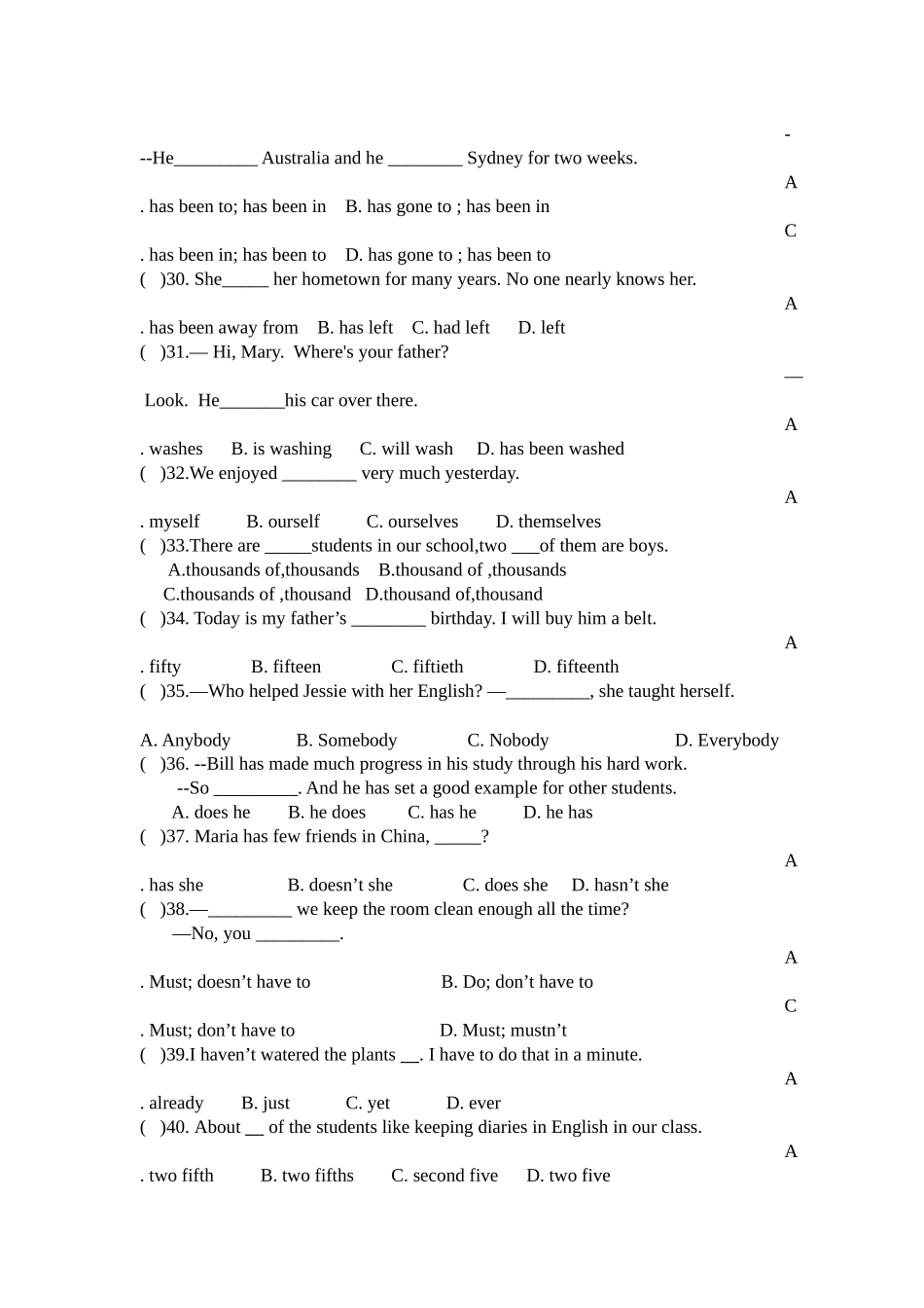 英语月考试题_第2页