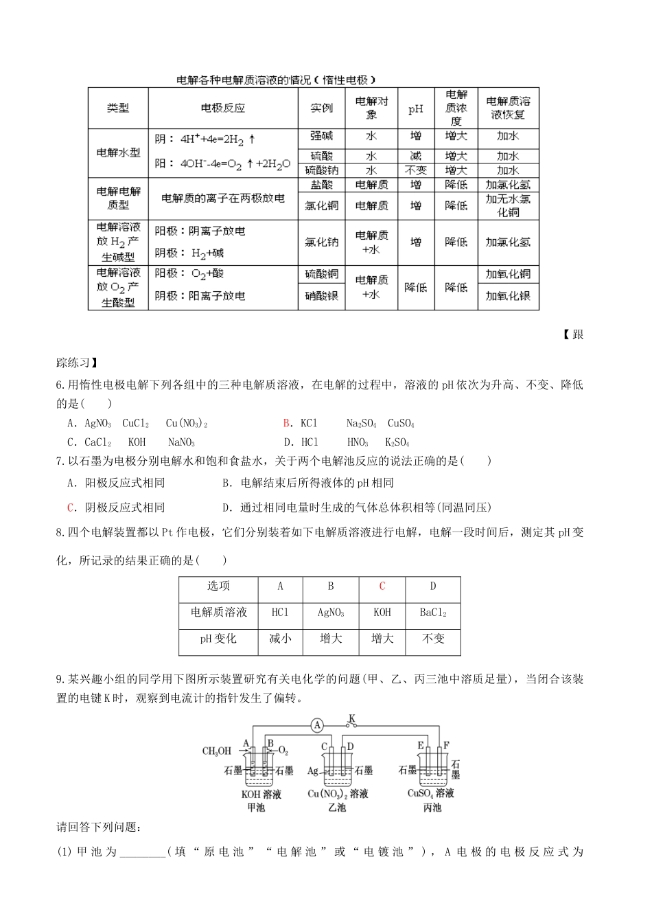 广东省雷州市高三化学一轮复习 电化学 专题1.2 电解池及电解原理-人教版高三全册化学试题_第3页