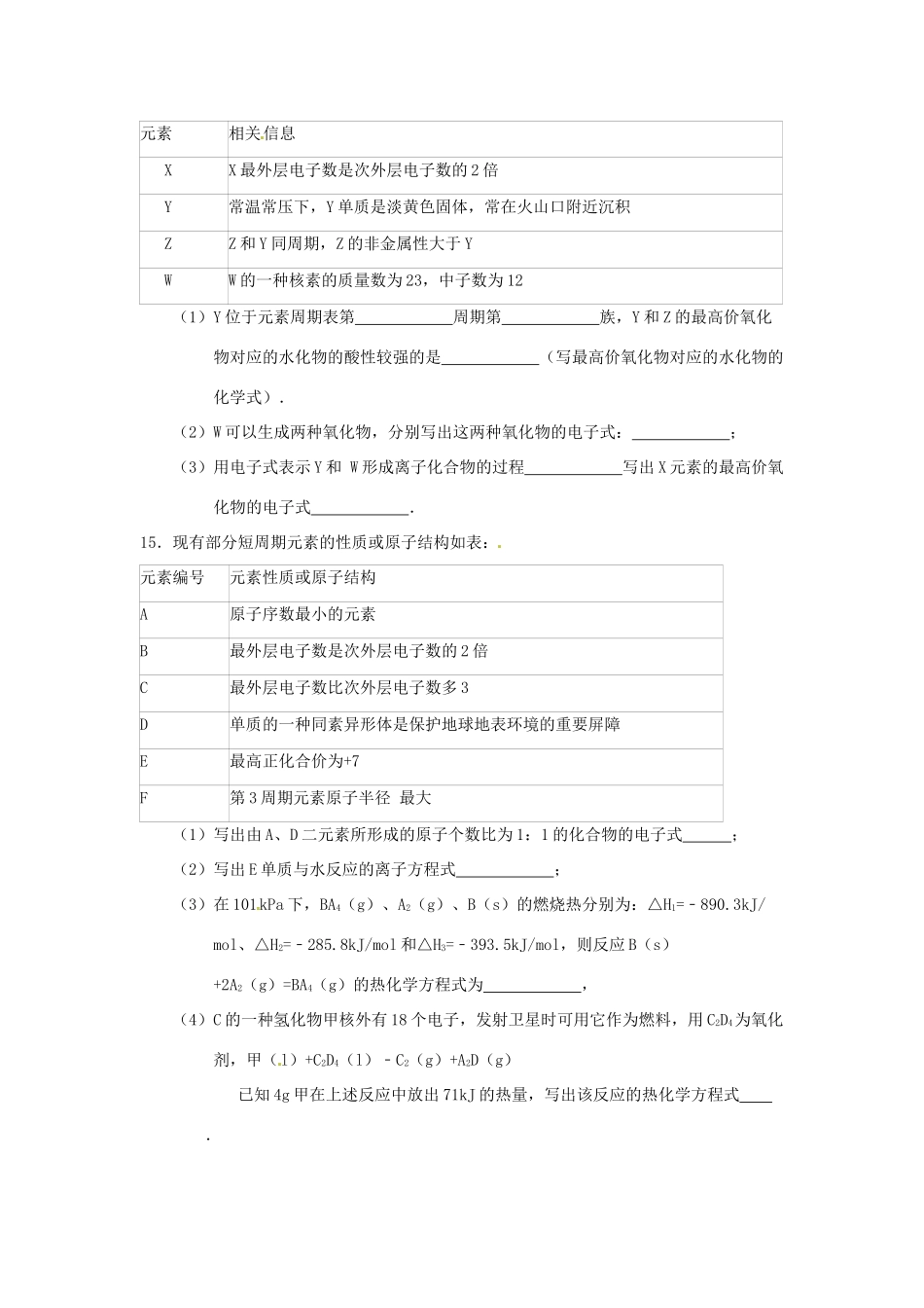 高一化学下学期暑假作业试题（7）-人教版高一全册化学试题_第3页