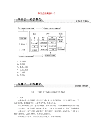 高中历史 单元分层突破1 岳麓版必修1-岳麓版高一必修1历史试题