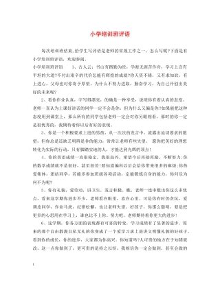 小学培训班评语 