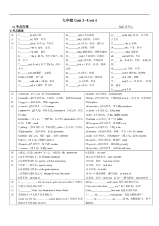 第十六课时九年级Unit3-Unit4