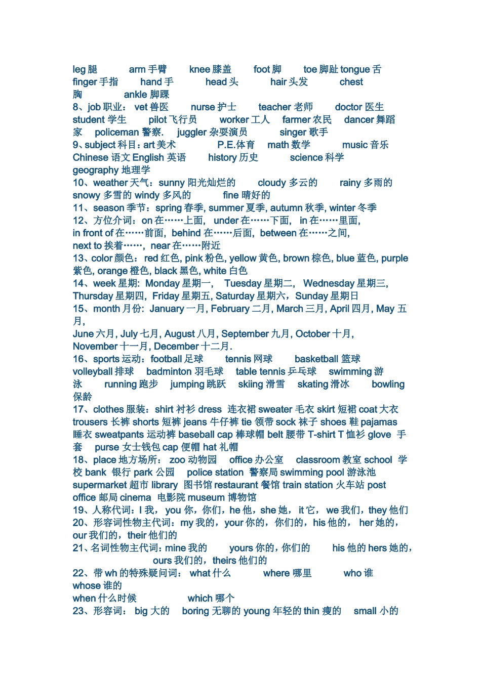 六年级英语总复习单词_第3页