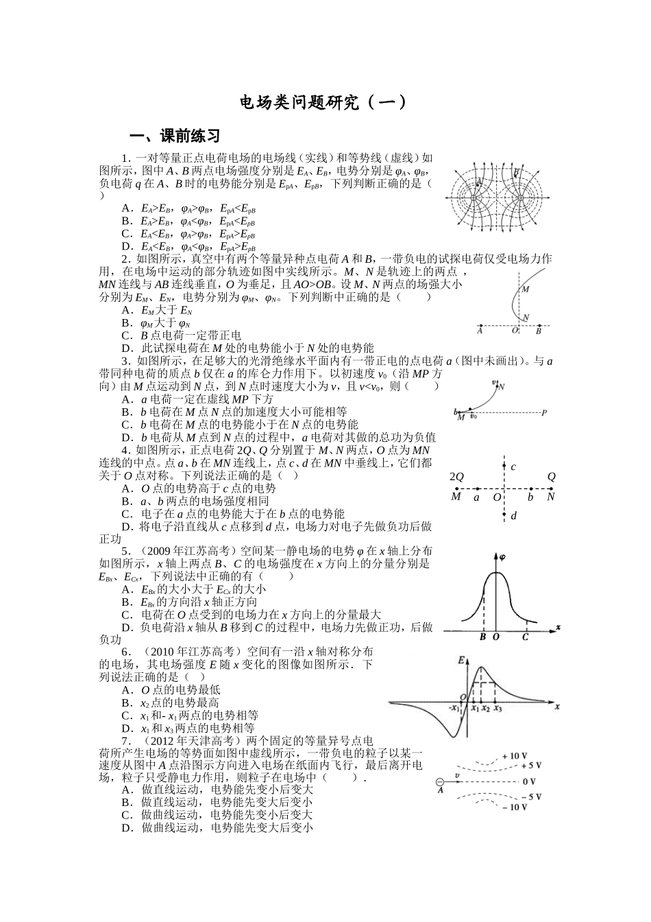 电场类问题研究(一)练习_第1页