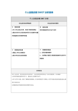第一步骤所需文档：个人自我诊断SWOT分析表(2)