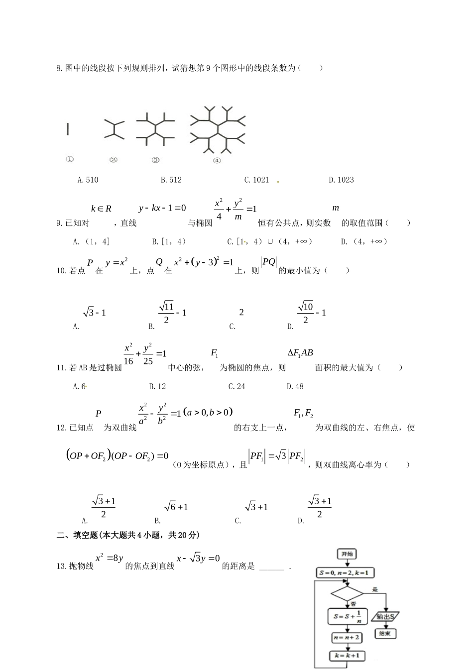 高二数学上学期第二阶段考试试题 文-人教版高二全册数学试题_第3页