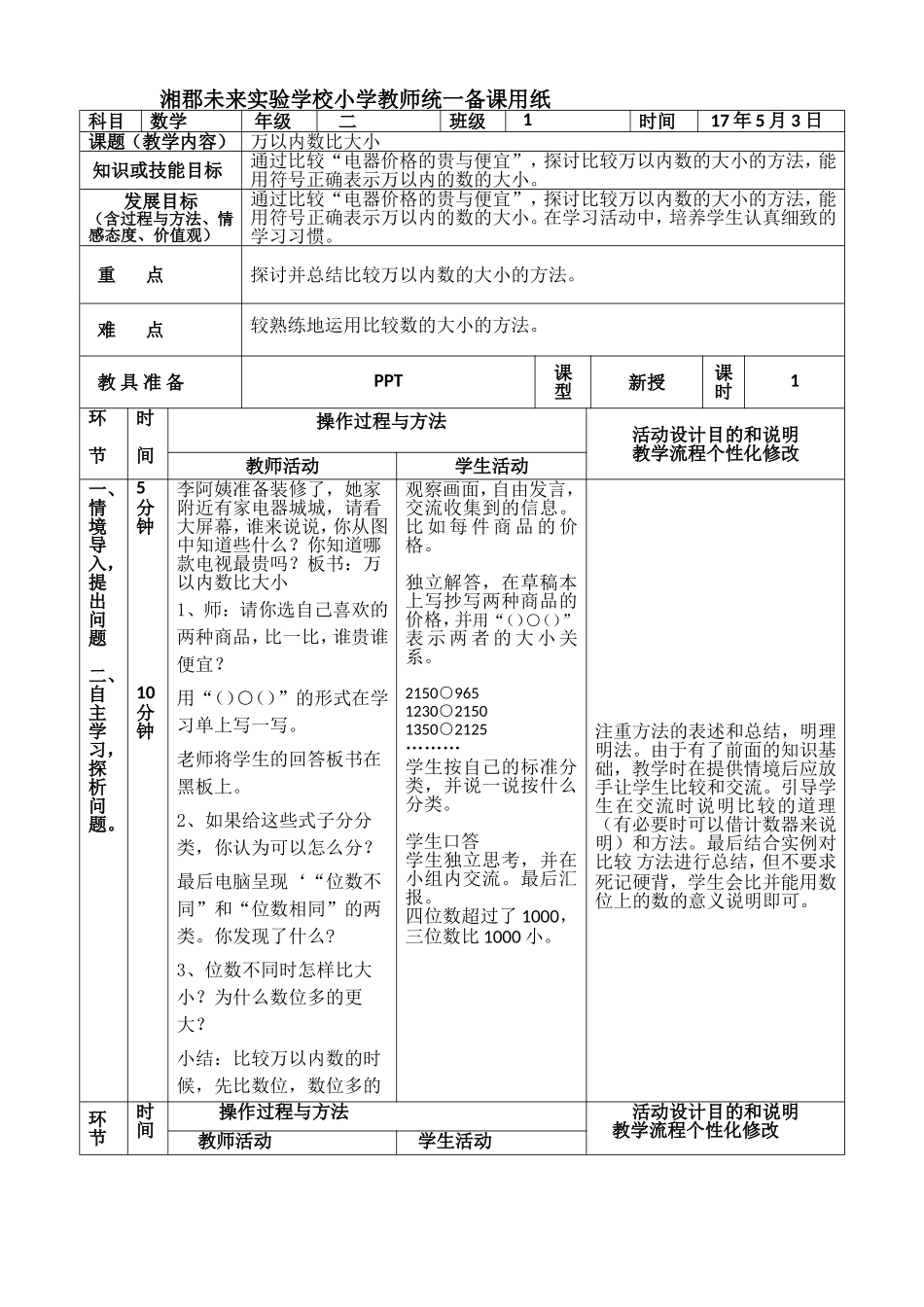 小学数学人教2011课标版二年级万以内数比大小_第1页