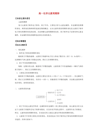 高一化学元素周期律知识精讲