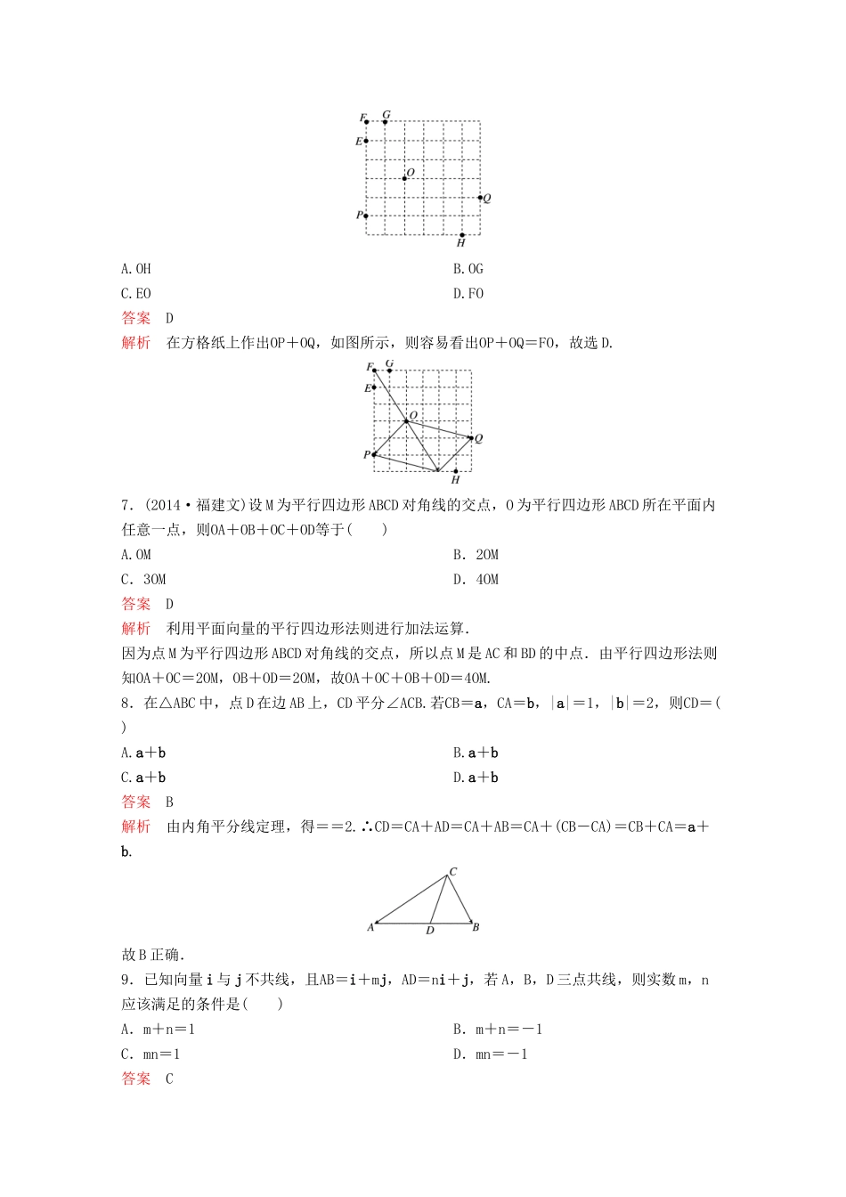 （新课标）高考数学大一轮复习 第五章 平面向量与复数题组24 文-人教版高三全册数学试题_第2页