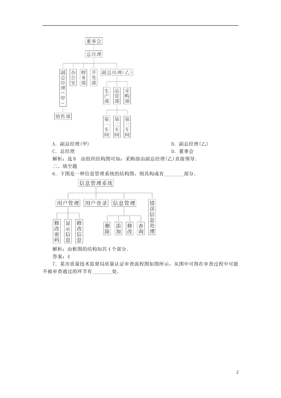 高中数学 4.2结构图课时达标检测 新人教A版选修1-2-新人教A版高二选修1-2数学试题_第2页