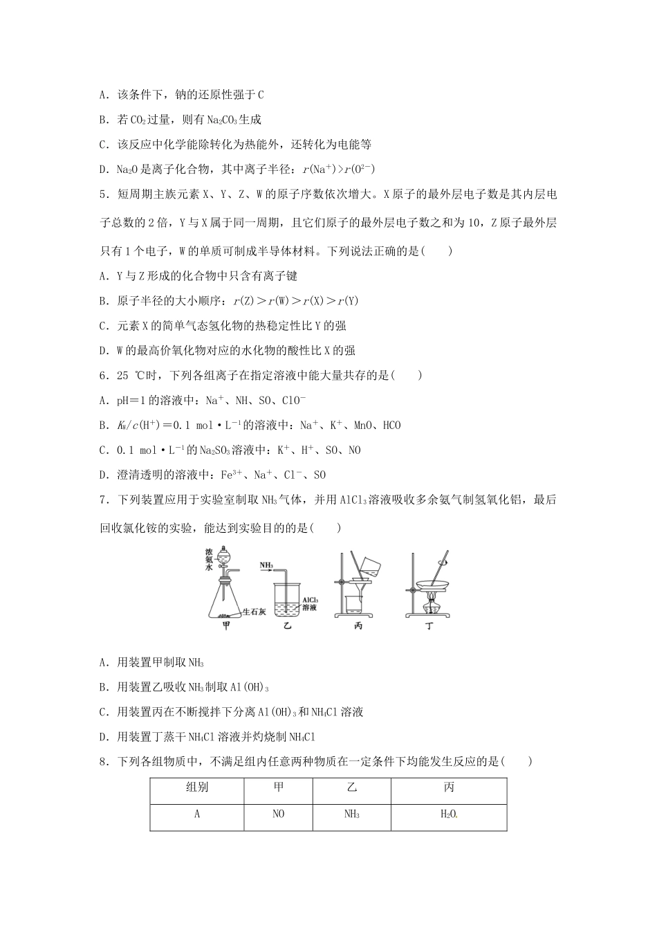 江苏省高考化学二轮复习 仿真卷1-人教版高三全册化学试题_第2页