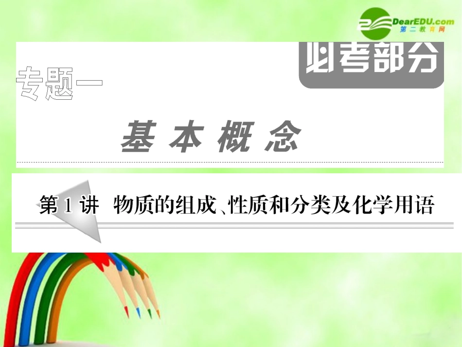 新课标高三化学高考二轮复习：物质的组成、性质和分类及化学用语_第1页