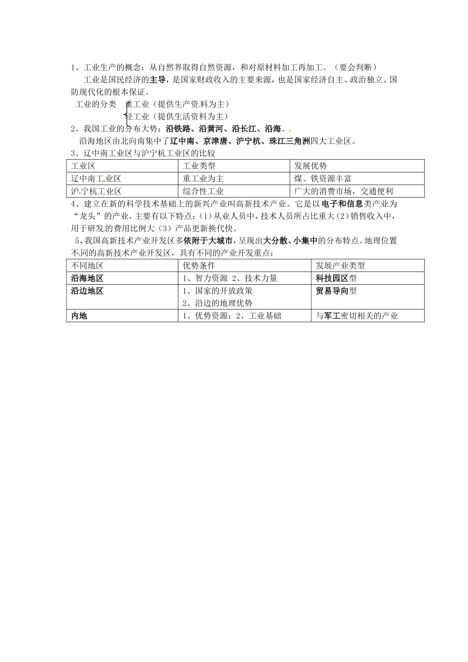 初中地理-第六部分-中国的经济发展复习提纲-新人教版_第2页