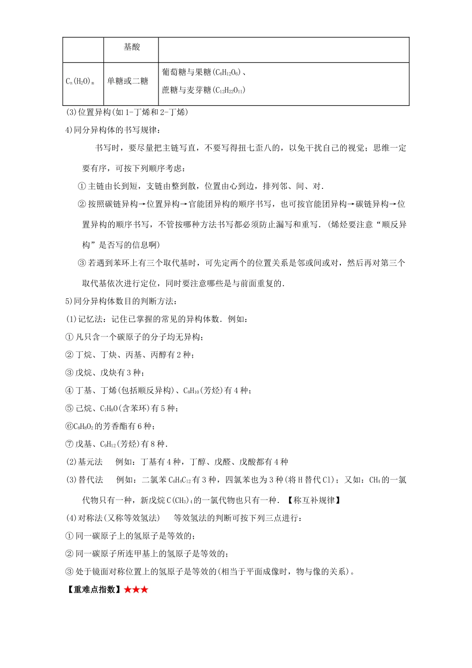 高中化学 第一章 认识有机化合物 重难点六 同分异构现象和同分异构体（含解析）新人教版选修5-新人教版高二选修5化学试题_第2页