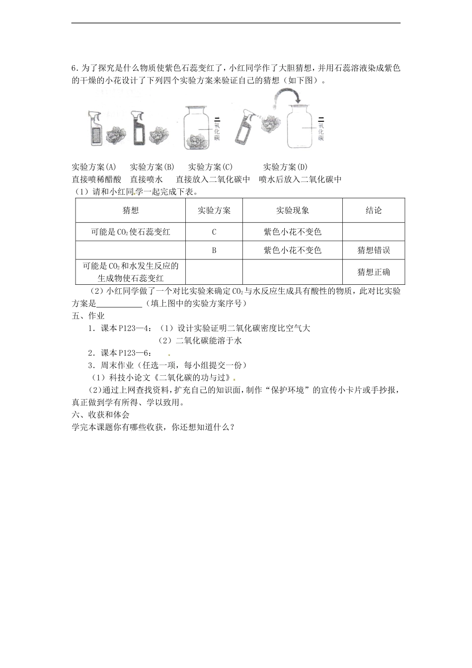 广西南宁市2012年第二届初中化学-二氧化碳的性质和对生活环境的影响导学案(无答案)-新人教版_第2页