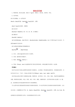 高一化学 知识点精析精练 钠知识归纳