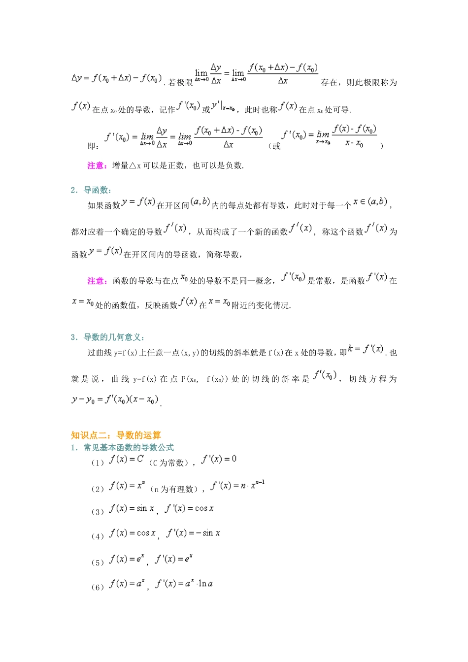 高二数学导数及其应用单元复习与巩固复习_第2页