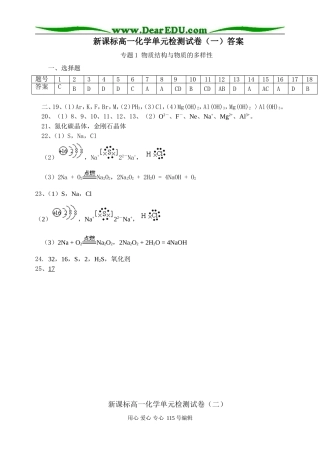高一化学2单元测试题（全套）（答案）