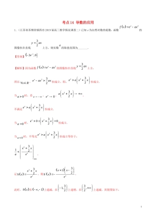（江苏专用）高考数学一轮复习 考点14 导数的应用必刷题（含解析）-人教版高三全册数学试题