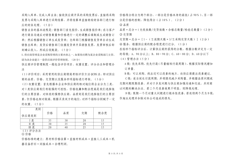 生管综合能力训练试卷A答案_第3页