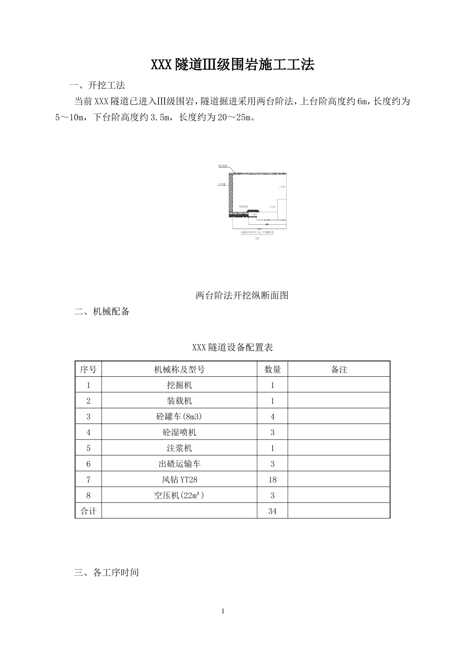 隧道Ⅲ级围岩施工工法_第1页