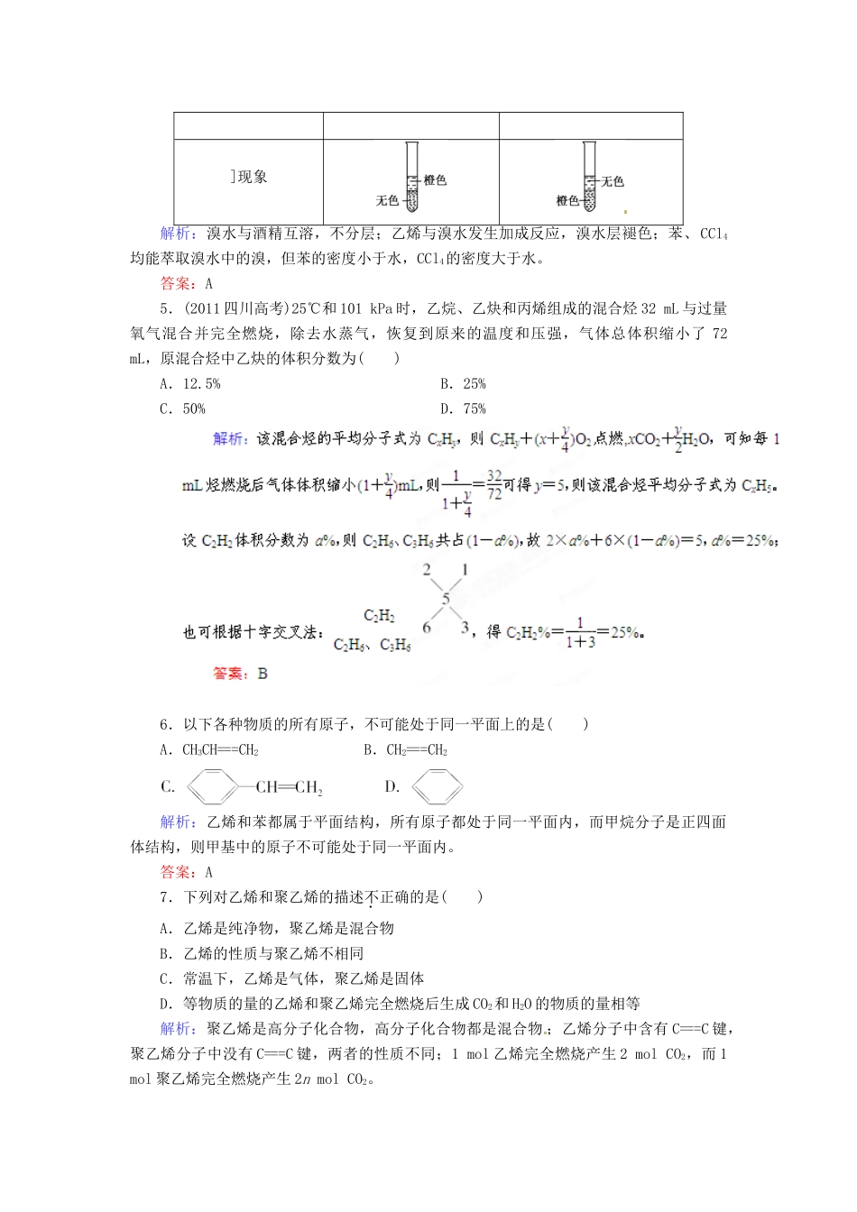 【优化指导】高考化学总复习 课时作业27 最简单的有机化合物 甲烷　来自石油和煤的两种基本化工原料 人教版_第2页