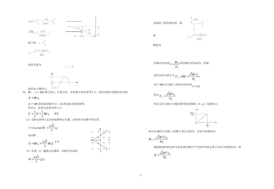 理科综合热身一答案_第2页