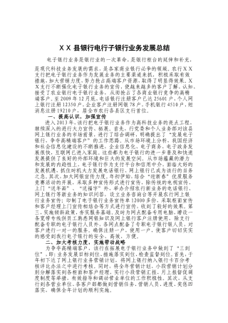 银行电行子银行业务发展总结