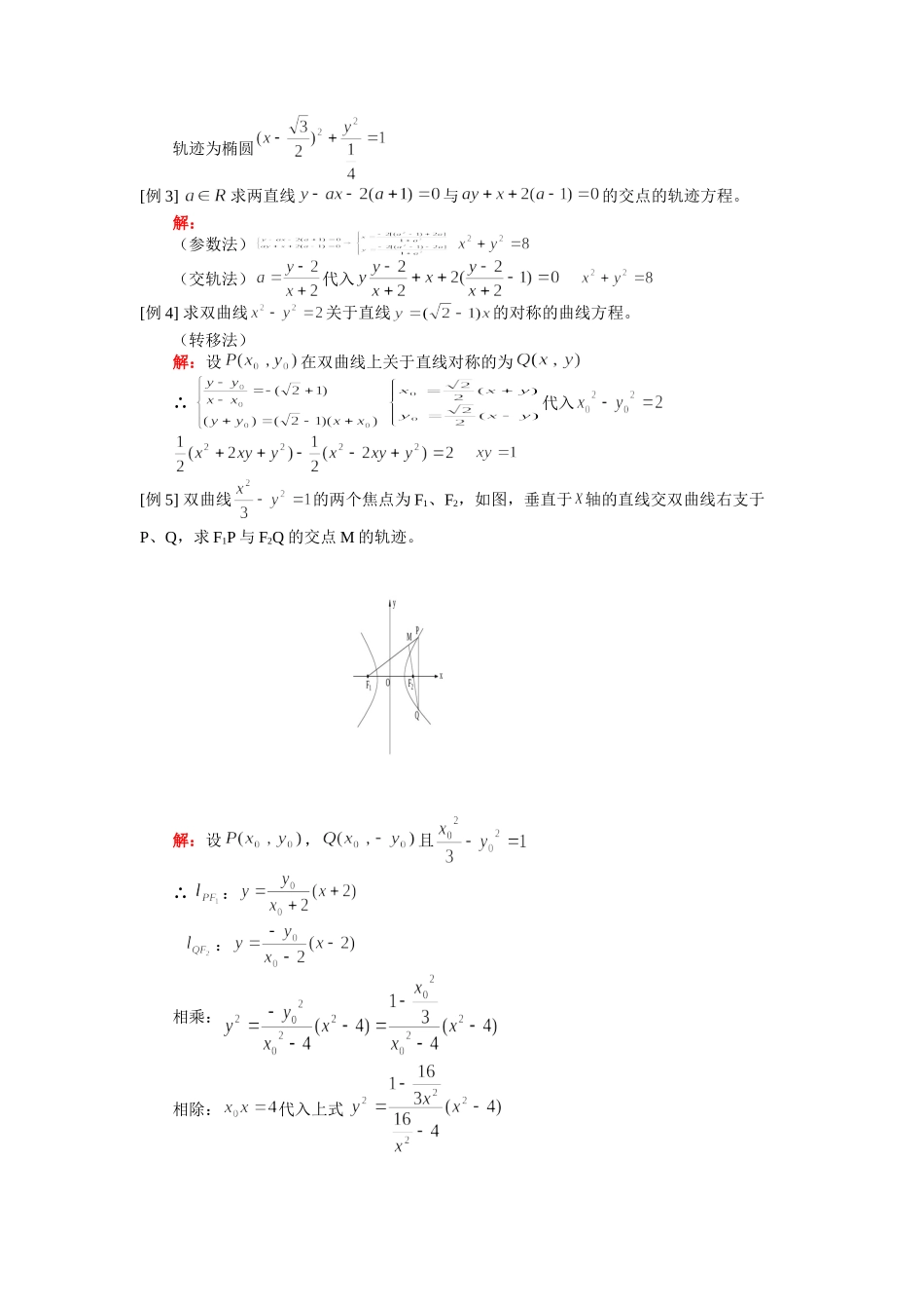 高二数学轨迹及圆锥曲线综合人教版知识精讲知识精讲_第2页