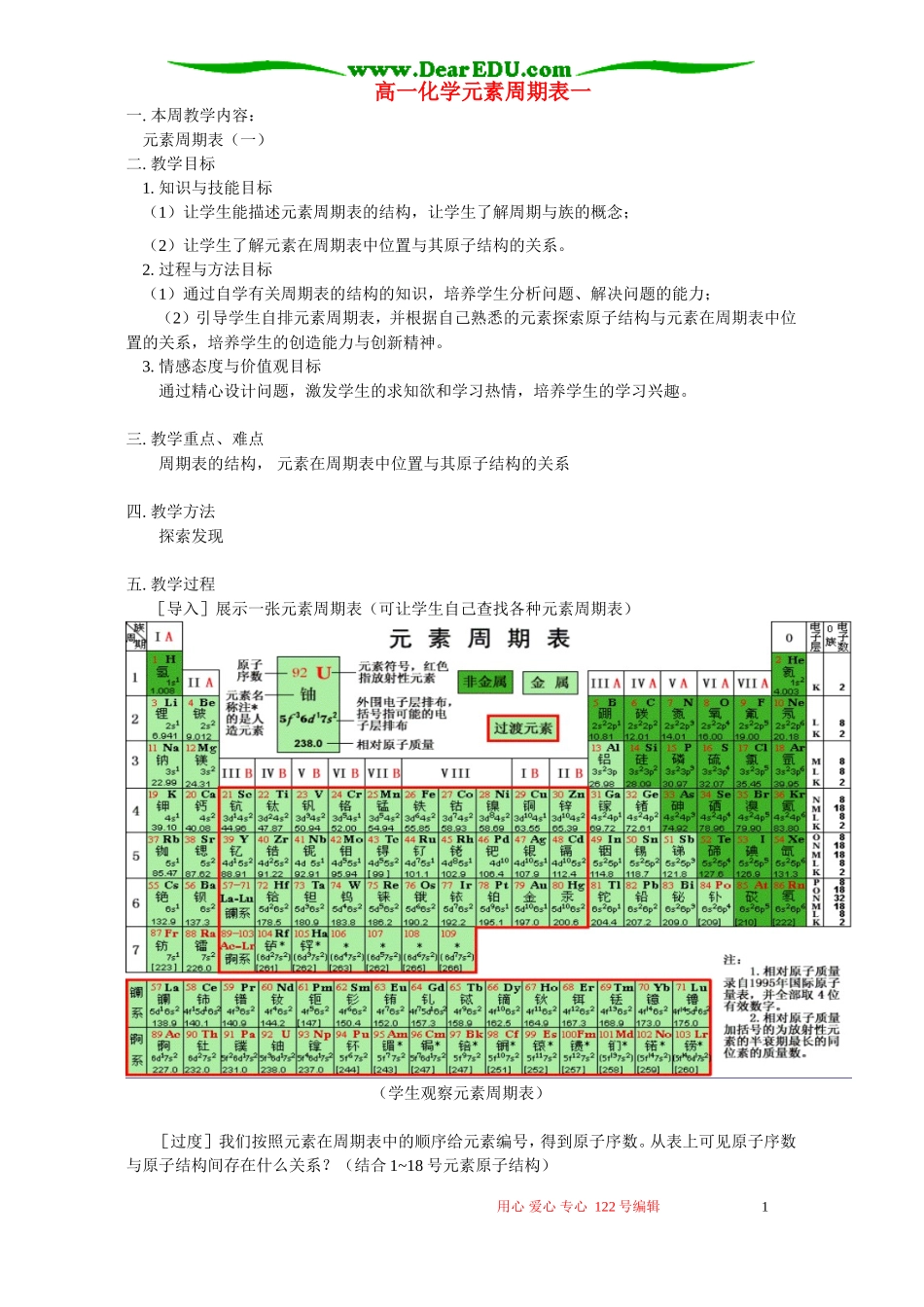 高一化学元素周期表一 苏教版_第1页