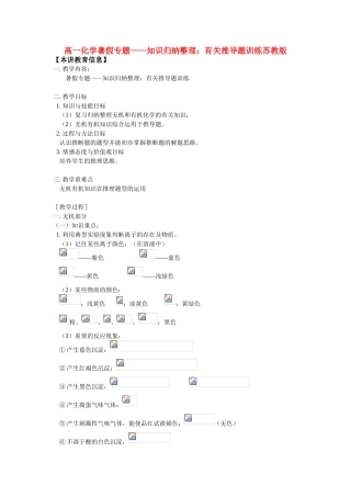 高一化学暑假专题——知识归纳整理：有关推导题训练苏教版