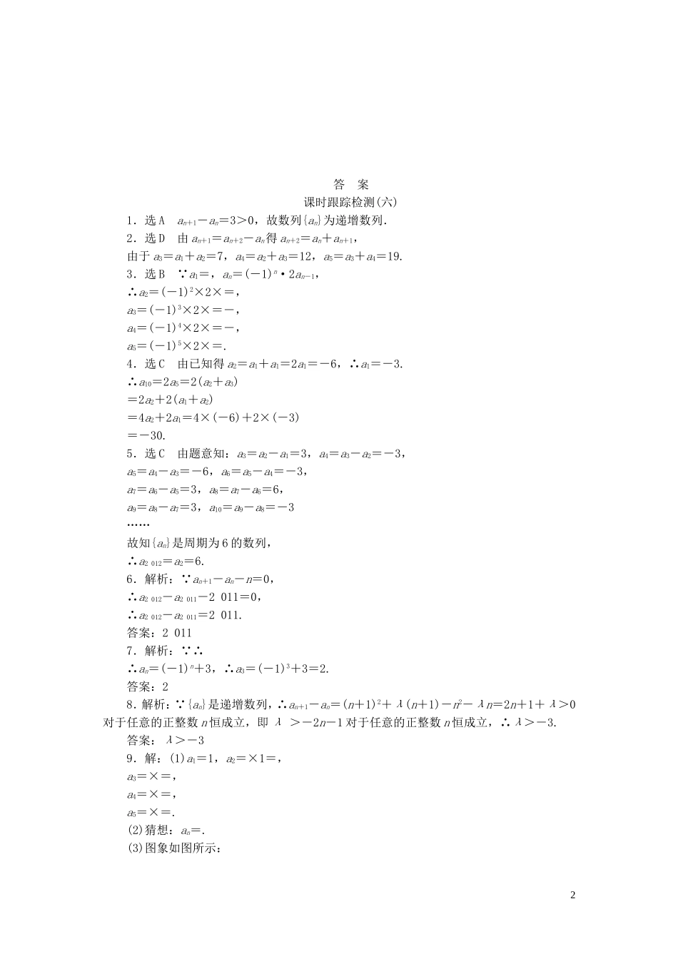 高中数学 第1部分 2.1第2课时 数列的通项公式与递推公式课时跟踪检测 新人教A版必修5-新人教A版高二必修5数学试题_第2页