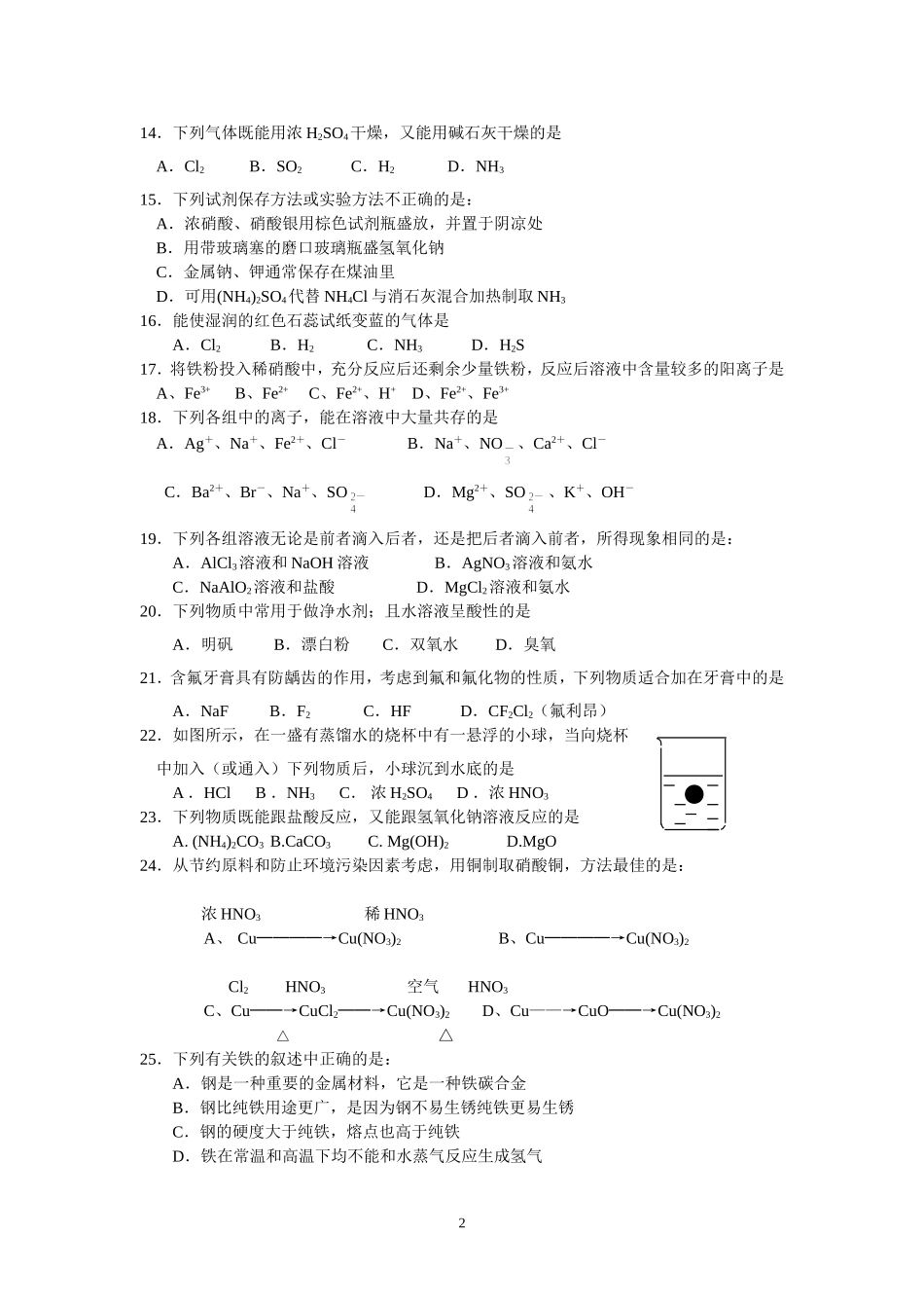 六、元素化合物（氮、金属、）_第2页
