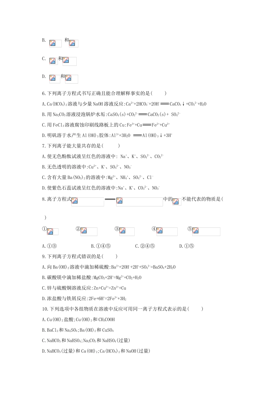 高一化学 寒假作业（12）离子反应及其发生的条件 新人教版-新人教版高一全册化学试题_第2页