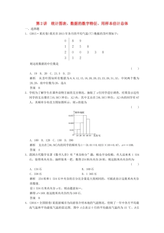 高考数学大一轮复习 第十章 统计与统计案例 第2讲 统计图表、数据的数字特征、用样本估计总体配套练习 文 北师大版-北师大版高三全册数学试题