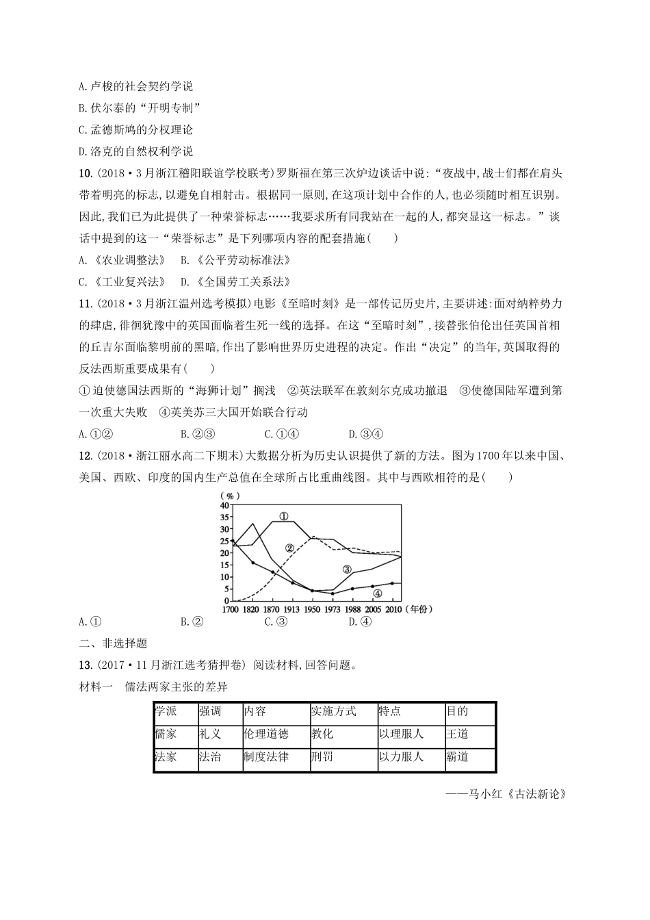 （浙江选考）高考历史二轮复习优选习题 必考70分小卷5-人教版高三全册历史试题_第3页