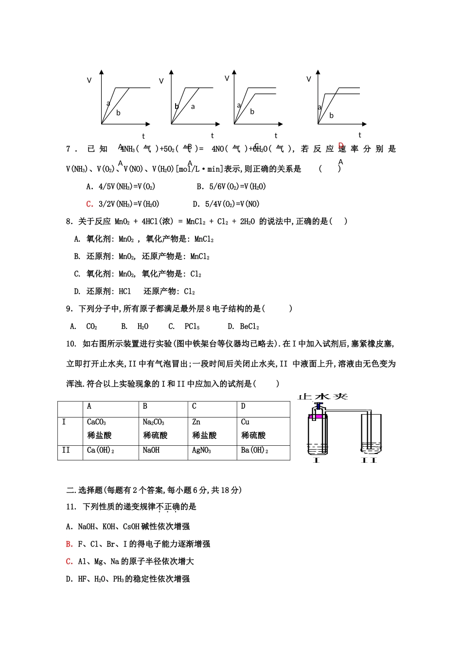 广东省惠阳高级中学10-11学年高一化学下学期第二次段考【会员独享】_第2页